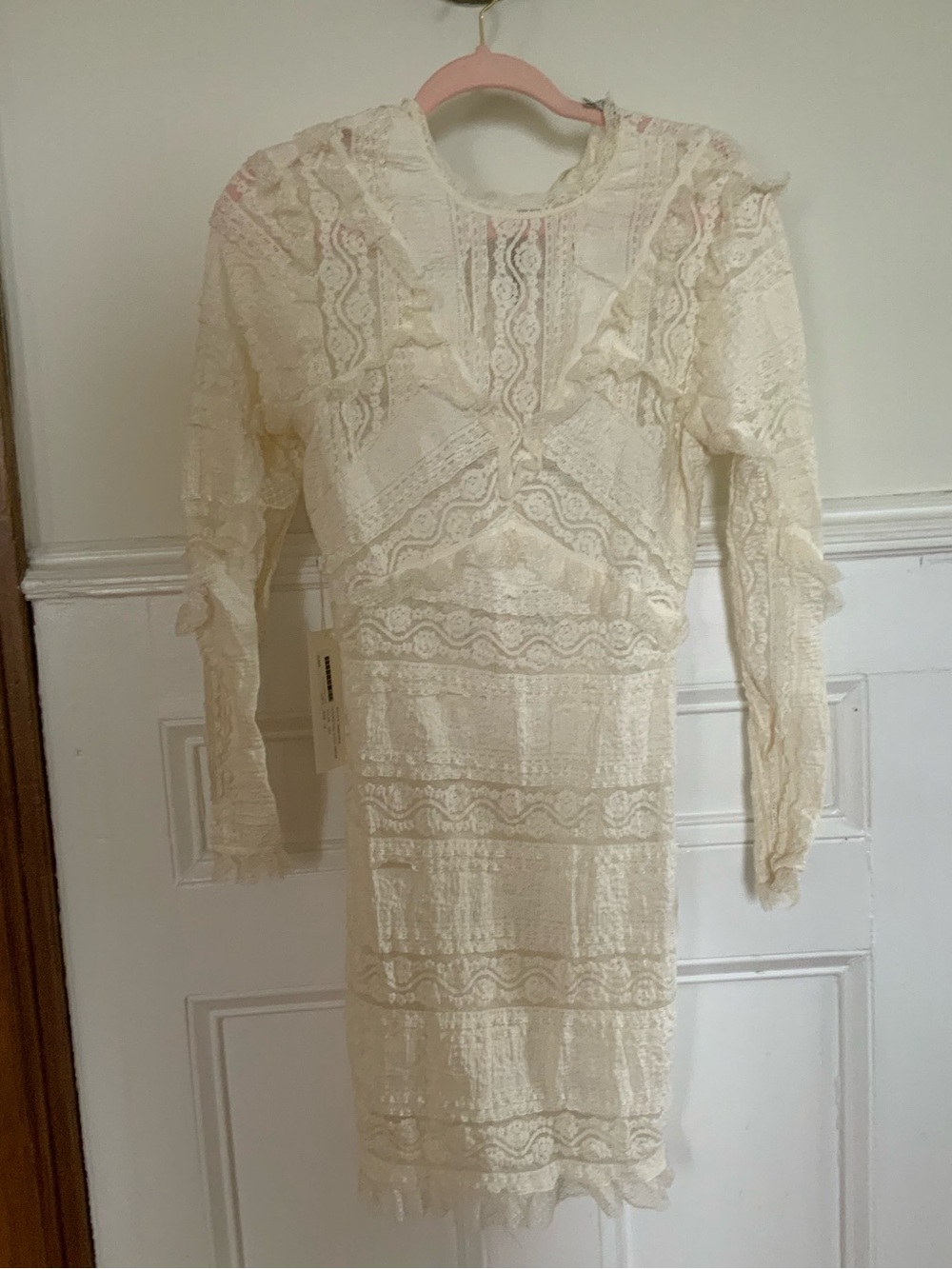 Ronny Kobo Sunny Ivory Lace Ruffle Mini Dress NWT XS $498